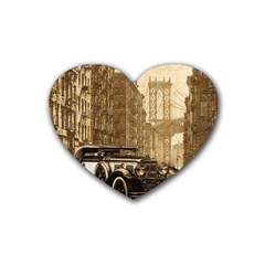 Vintage Old Car Rubber Coaster (heart)  by Valentinaart