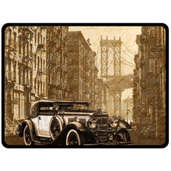 Vintage Old car Fleece Blanket (Large) 