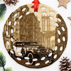 Vintage Old Car Round Filigree Ornament (two Sides) by Valentinaart