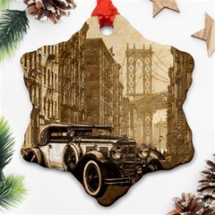 Vintage Old car Snowflake Ornament (Two Sides)