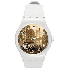 Vintage Old Car Round Plastic Sport Watch (m) by Valentinaart