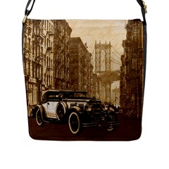 Vintage Old car Flap Messenger Bag (L) 