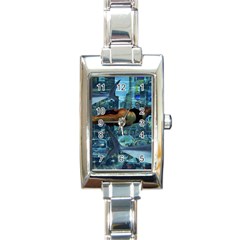 Urban swimmers   Rectangle Italian Charm Watch