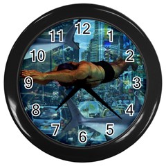 Urban Swimmers   Wall Clocks (black) by Valentinaart