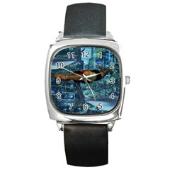 Urban swimmers   Square Metal Watch