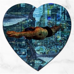 Urban Swimmers   Jigsaw Puzzle (heart) by Valentinaart