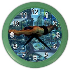 Urban Swimmers   Color Wall Clocks by Valentinaart