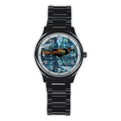 Urban swimmers   Stainless Steel Round Watch