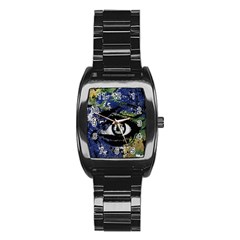 Mother Earth  Stainless Steel Barrel Watch