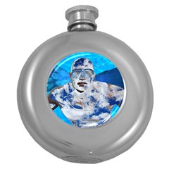 Swimming Angel Round Hip Flask (5 Oz) by Valentinaart