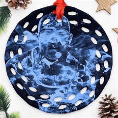 Blue Angel Round Filigree Ornament (two Sides)