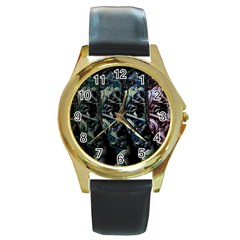 Cyber Kid Round Gold Metal Watch by Valentinaart