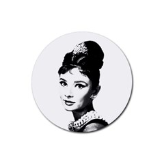 Audrey Hepburn Rubber Round Coaster (4 Pack)  by Valentinaart