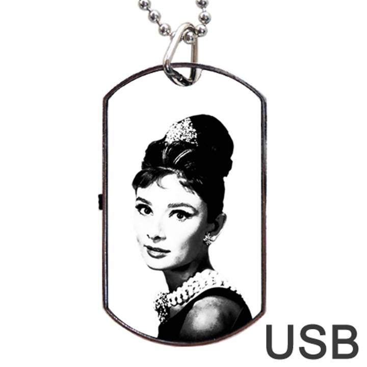 Audrey Hepburn Dog Tag USB Flash (Two Sides)