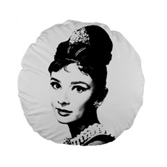 Audrey Hepburn Standard 15  Premium Round Cushions by Valentinaart