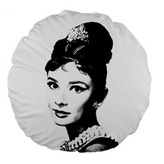 Audrey Hepburn Large 18  Premium Round Cushions by Valentinaart