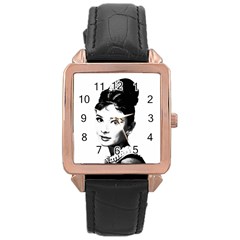 Audrey Hepburn Rose Gold Leather Watch  by Valentinaart