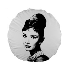 Audrey Hepburn Standard 15  Premium Flano Round Cushions by Valentinaart