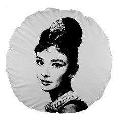 Audrey Hepburn Large 18  Premium Flano Round Cushions by Valentinaart