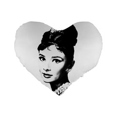 Audrey Hepburn Standard 16  Premium Flano Heart Shape Cushions by Valentinaart