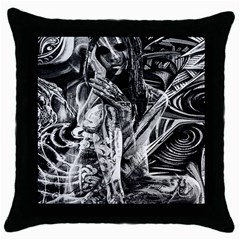 Gray Girl  Throw Pillow Case (black) by Valentinaart