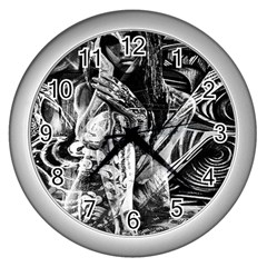 Gray Girl  Wall Clocks (silver)  by Valentinaart