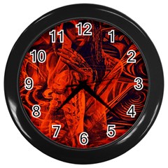 Red Girl Wall Clocks (black) by Valentinaart