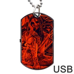 Red Girl Dog Tag Usb Flash (one Side) by Valentinaart