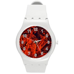 Red Girl Round Plastic Sport Watch (m) by Valentinaart