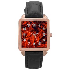 Red Girl Rose Gold Leather Watch  by Valentinaart