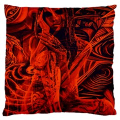 Red Girl Large Flano Cushion Case (one Side) by Valentinaart