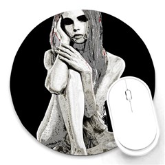 Stone Girl Round Mousepads by Valentinaart