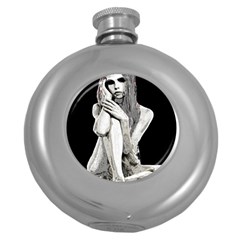 Stone Girl Round Hip Flask (5 Oz) by Valentinaart