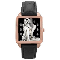 Stone Girl Rose Gold Leather Watch  by Valentinaart