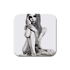 Stone Girl Rubber Square Coaster (4 Pack)  by Valentinaart