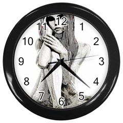 Stone Girl Wall Clocks (black)