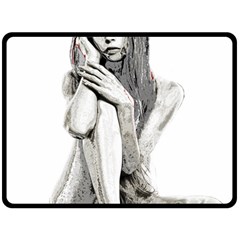 Stone Girl Fleece Blanket (large)  by Valentinaart