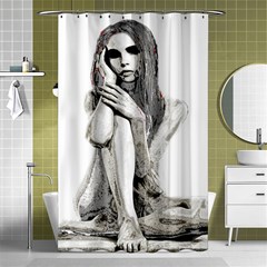 Stone Girl Shower Curtain 48  X 72  (small)  by Valentinaart