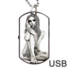 Stone Girl Dog Tag Usb Flash (one Side) by Valentinaart