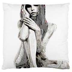 Stone Girl Large Cushion Case (one Side) by Valentinaart