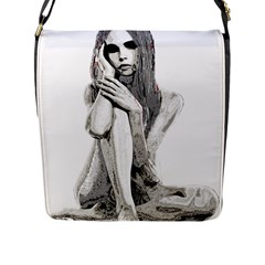 Stone Girl Flap Messenger Bag (l)  by Valentinaart