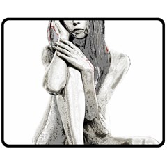 Stone Girl Double Sided Fleece Blanket (medium)  by Valentinaart