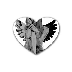 Stone Angel Rubber Coaster (heart)  by Valentinaart