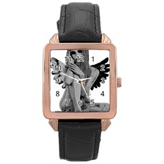 Stone Angel Rose Gold Leather Watch  by Valentinaart