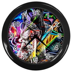 Graffiti Girl Wall Clocks (black) by Valentinaart