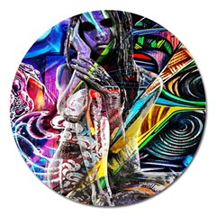 Graffiti Girl Magnet 5  (round) by Valentinaart