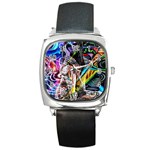 Graffiti girl Square Metal Watch Front