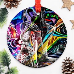 Graffiti Girl Round Ornament (two Sides) by Valentinaart