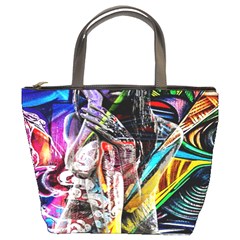 Graffiti Girl Bucket Bags by Valentinaart