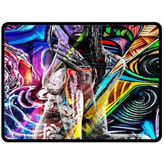 Graffiti Girl Fleece Blanket (large)  by Valentinaart